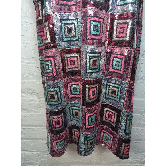 ZARA NYE SEQUIN BOHO SQUARE PATHWORK MINI DRESS - Picture 16 of 16